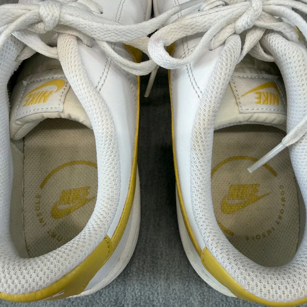 Nike Court Royale 2 Sneakers Womens Size 9 White Yellow Good Low‎ Top Leather